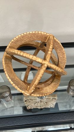 Carved Wooden Beaded Sphere / Orb Table Decor – 7"