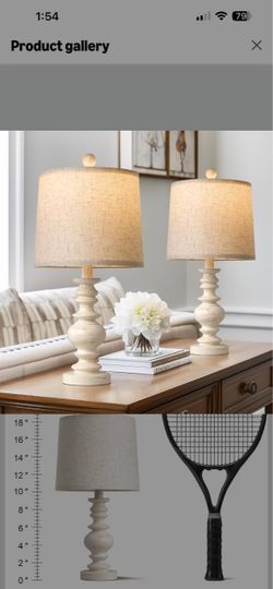 Tradition 20.5" Rustic Table Lamp Set of 2 for Living Room Farmhouse Bedside Desk Lamps Bedroom Nightstand Vintage Lamps Linen Washed(Suitable for Dec