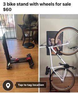 3 BIKE STANDS WITH WHEELS