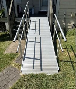 12’ Aluminum Wheelchair / Accessibility Ramp w/ Handrails