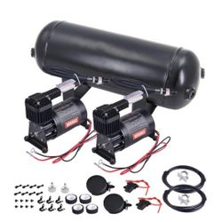3 Gallon Air Tank with 150PSI Air Compressor 2PCS for Suspension/Air Ride/Bag/Car Train Truck Horn Aluminum 12 Liter Compressed air Storage Tank 