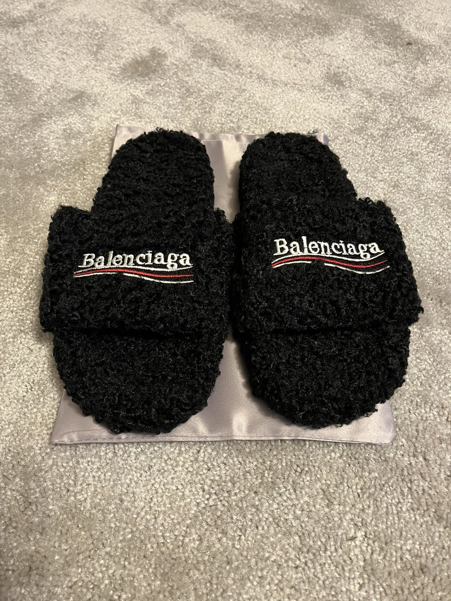 Balenciaga Fur Slides Brand New With Bag