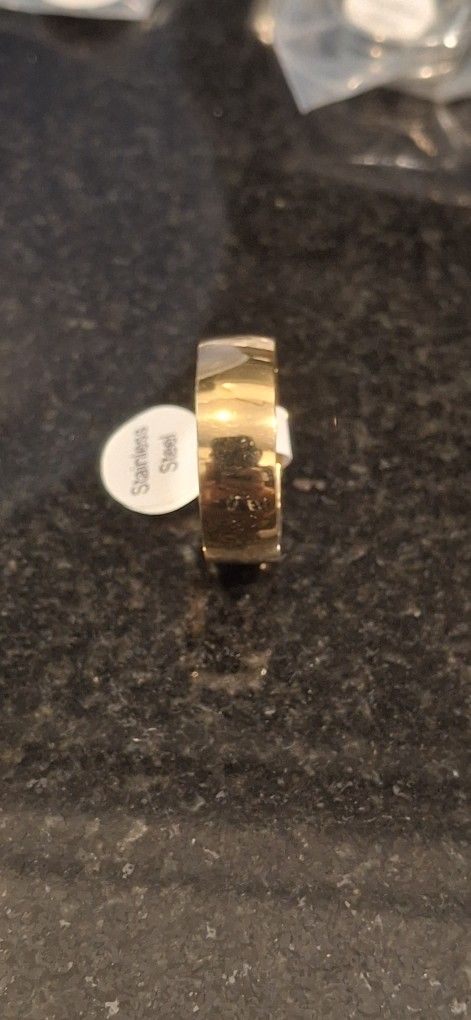 Traditional Stainless Steel Band Ring In Gold Size 111.5