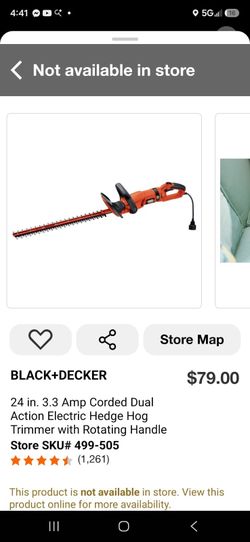 24 in. 3.3 Amp Corded Dual Action Electric Hedge Hog Trimmer with Rotating Handle