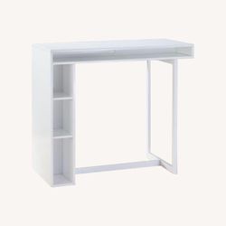 CB2 White High Dining Table with Storage