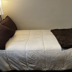 Twin Cherry Wood Sleigh Bed Frame + Bamboo Mattress topper