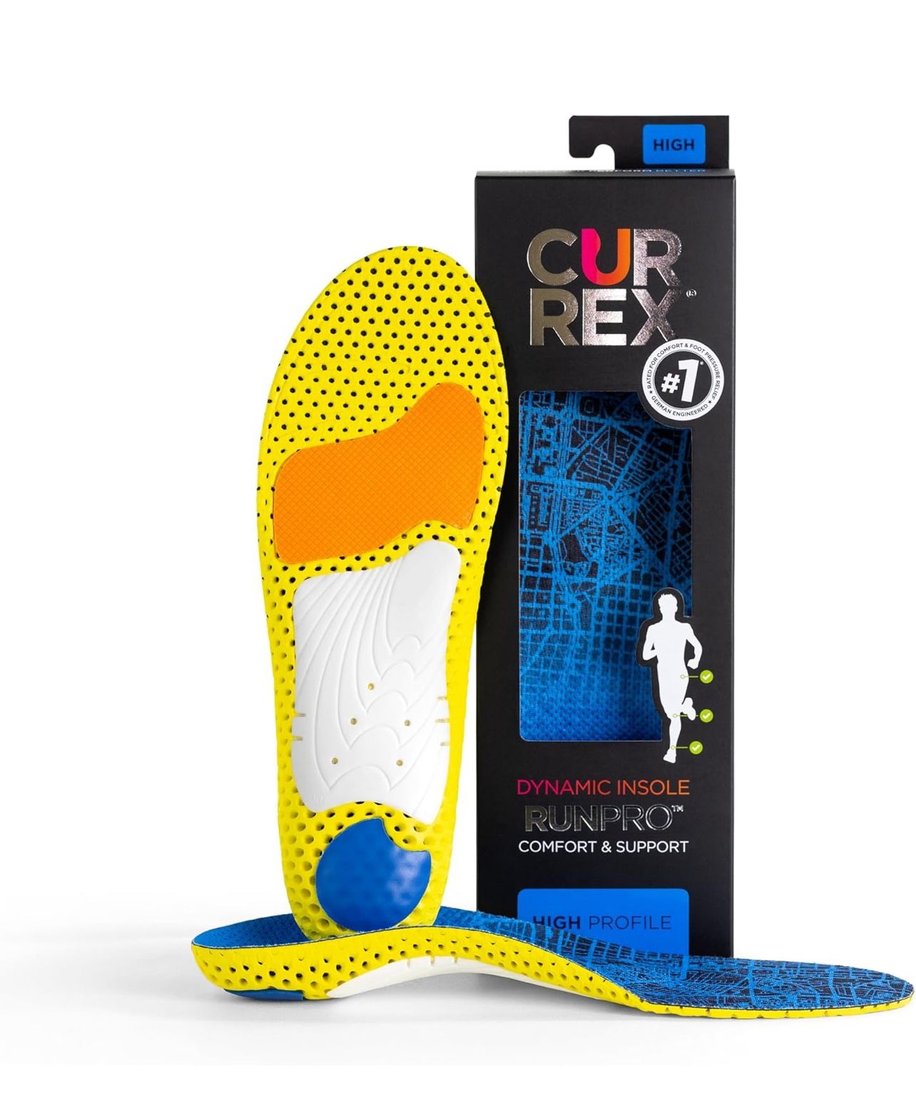 CURREX RunPro Insoles for Running Shoes – Arch Support – For Men & Women – High Arch, Large