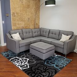 NICE medium grey sectional with chrome legs