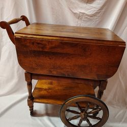 Vintage Wooden Tea Cart Setting Trolley Home Bar Cart