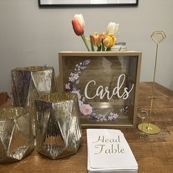 Wedding Decorations (Candle Holders/Vases, Card Box, Table Number Holders)