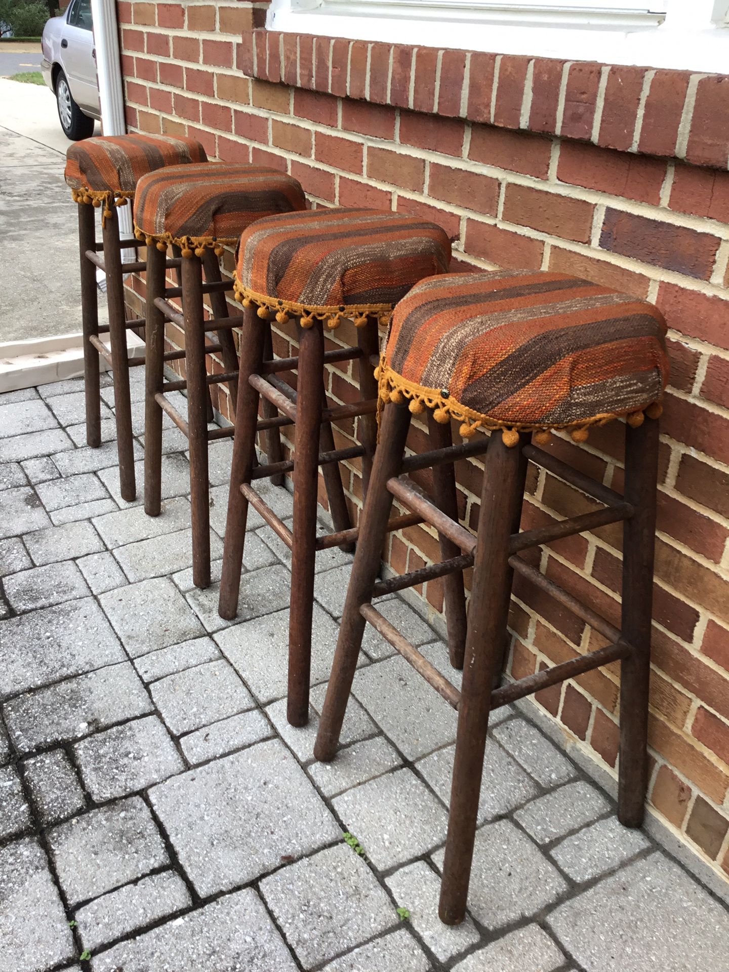 Vintage oak stools - set of 4