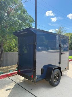 4x8 Blue Enclosed Trailer Blackout