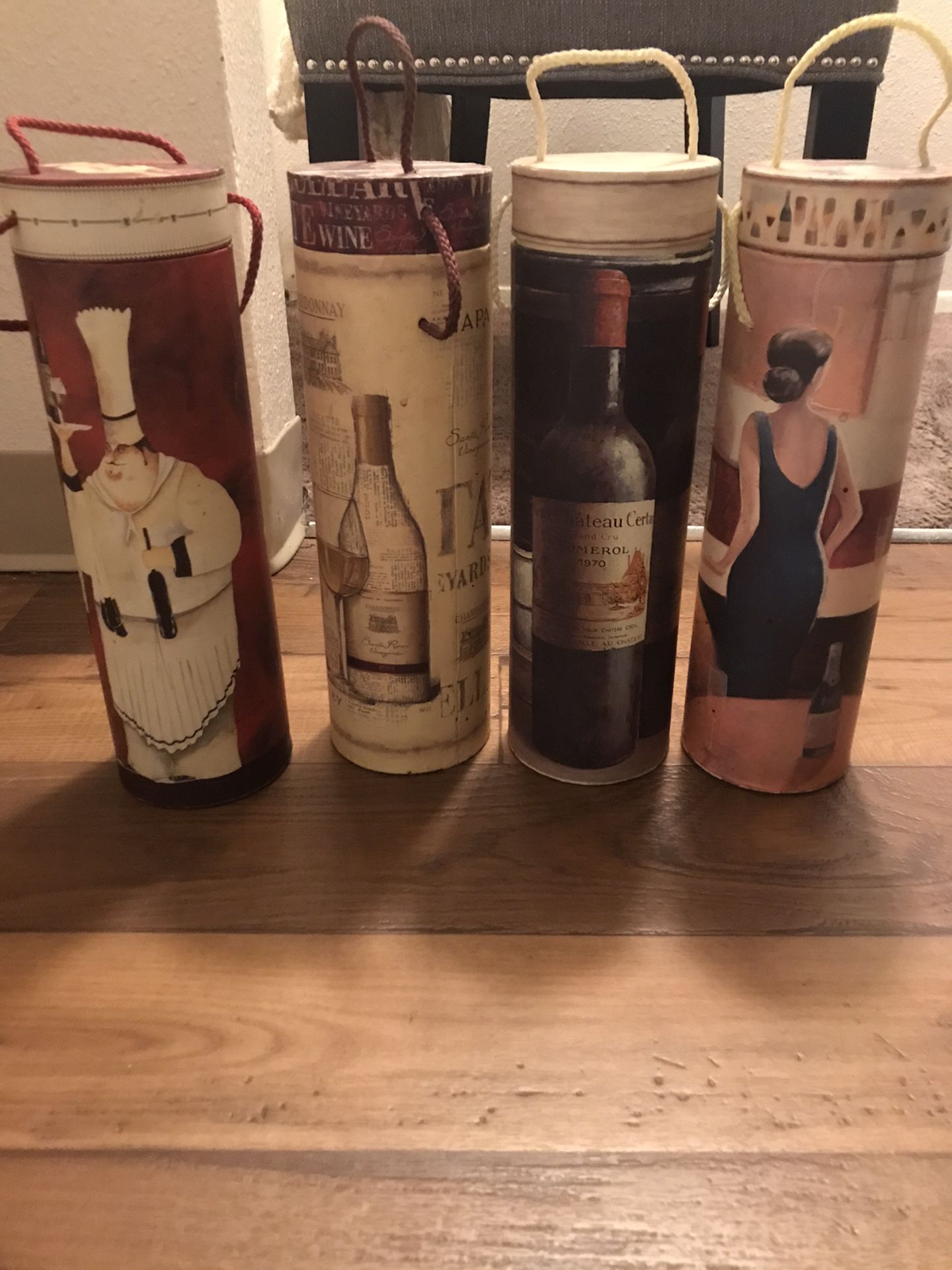 4 Wine themed Decorative Cylinder Storage Containers