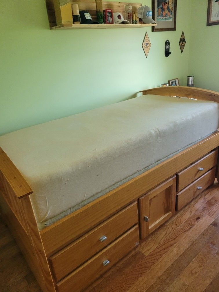 Captain Style Twin Bed With Mattress