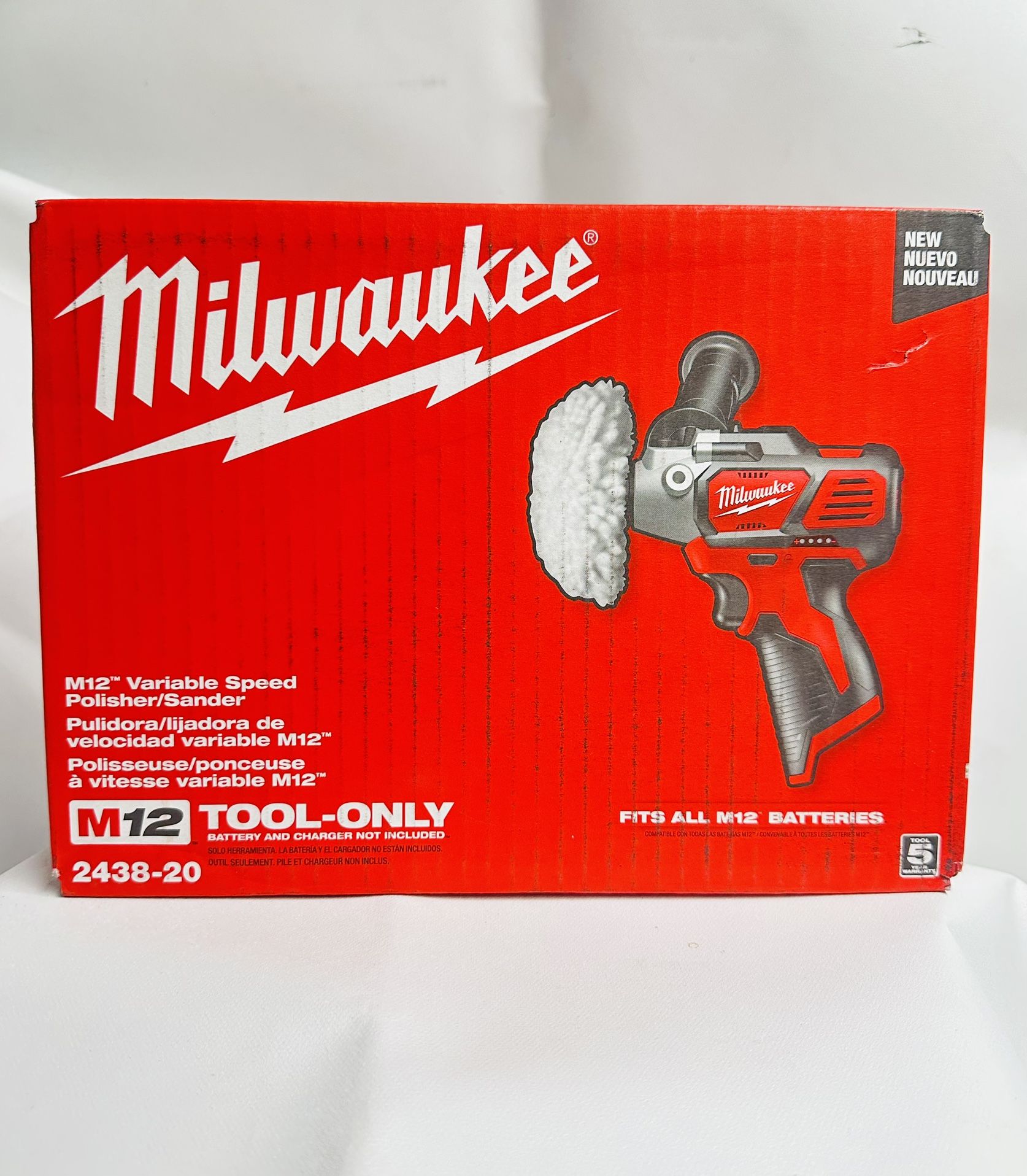 Milwaukee, M12 Variable Speed Polisher/Sander Pulidora/lijadora de velocidad variable M12 Polisseuse/ponceuse à vitesse variable M12 M12 TOOL-ONLY
