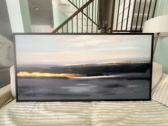Oversized 60” x 30” x 3” nature abstract artwork canvas with black frame