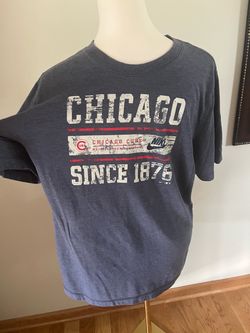 NIKE CHICAGO CUBS NAVY BLUE COOPERSTOWN LOCAL STACK SHORT SLEEVE FASHION T SHIRT- Adult large