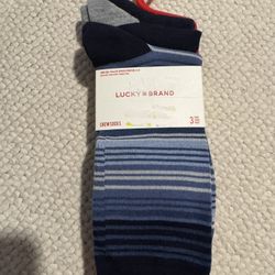 New Lucky Brand 3 Pair Of Crew Socks 