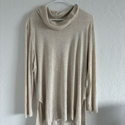 J. Jill Pima Cowl Neck Tunic in oatmeal heather 