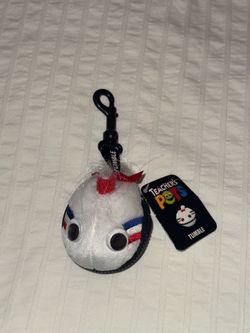 Teacher's Pets “Tumble” Plush Keychain w/ Carabiner Clip, White Blue Red Black