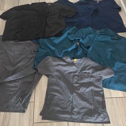 Men’s Size Lg Scrubs (Gray, Black, Caribbean Blue, Navy)