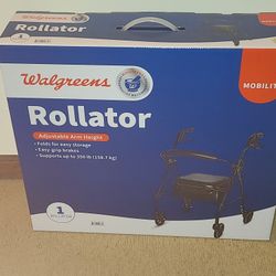 BRAND NEW Walgreens Mobility Rollator Walker with Padded Seat and Storage
