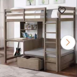 Twin Loft Bed Bunk Bed  Color White