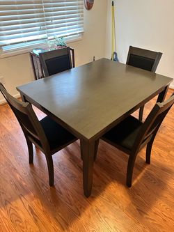 Dark Wood Dining Table with 4 Chairs