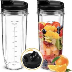 2 Pc 32oz Replacement Blender Cups Seal & Sip Lid For Nutri Ninja NIB See Pic 3