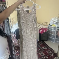 Gold Open Back Sequin Dress 