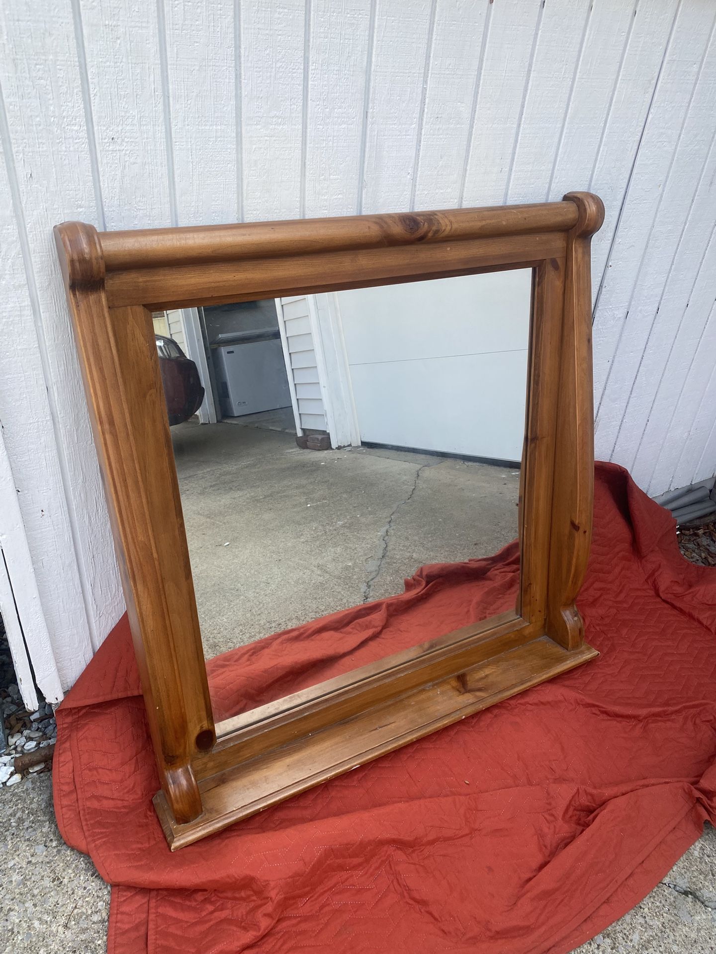 Wooden-framed mirror