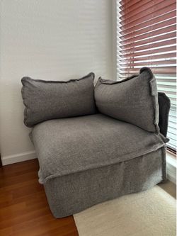 Modular Love Seat Washable Couch in Gray (Ash)
