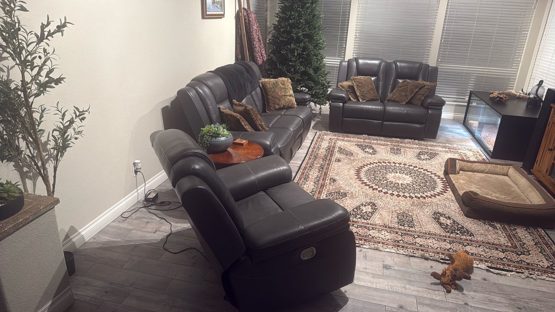 Three Piece Leather Couch and Recliner