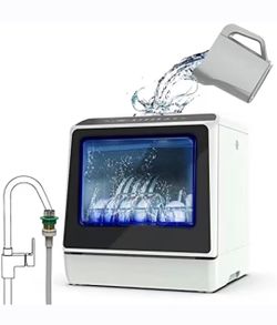 Portable Countertop Dishwasher with 5 Programs, 3-Cup Water Tank, Fruit/Veg Basket, High Temp, Air Dry, NEW