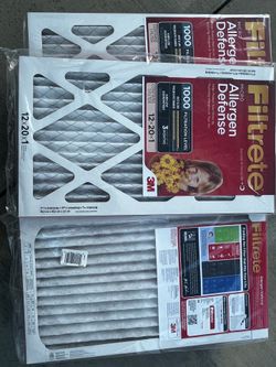 3M Air Filters (3) 12x20x1 Allergen Defense
