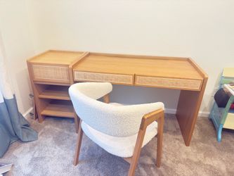 Article Rattan Desk and Chair