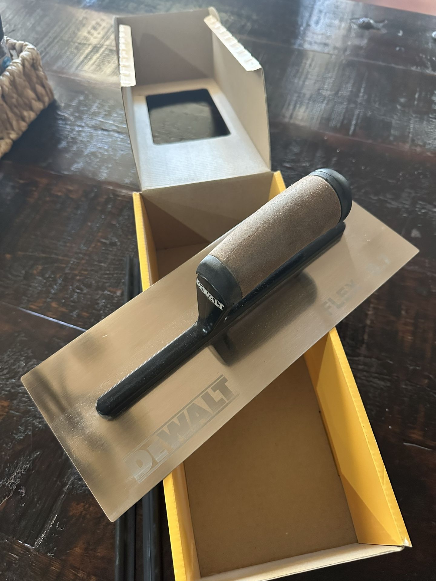 New DeWALT 4.75 in. x 12 in. Gold Stainless Steel Flat Trowel with Leather Handle