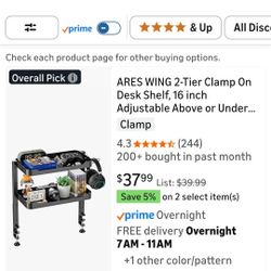 ARES WING 2-Tier Clamp On Desk Shelf