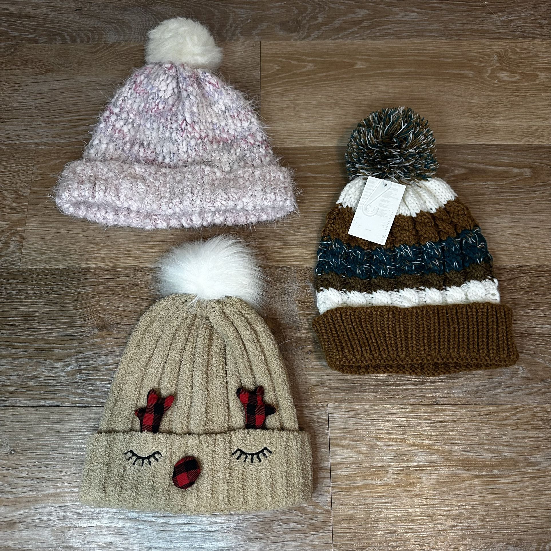 Women's BUNDLE (3) Cozy Winter Beanie Hat