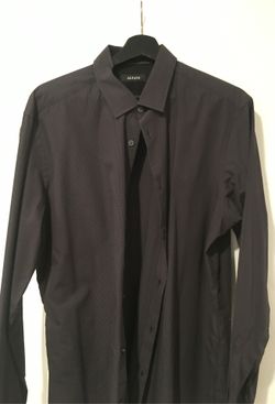 Alfani men dress shirt size large black plaid