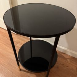 IKEA ASPERÖD Side Table — Black with Glass Shelves — Excellent Condition