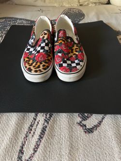 Rose leopard slip on vans