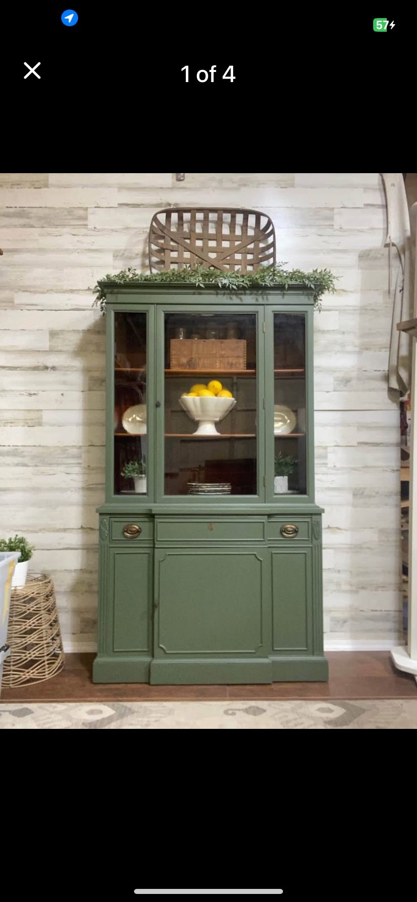  UpCycled antique breakfront China cabinet
