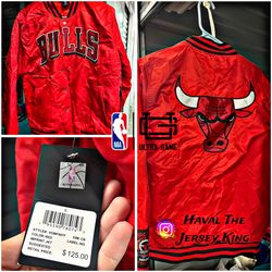 Mens ULTRA GAME NBA Red Chicago Bulls Varsity Jacket