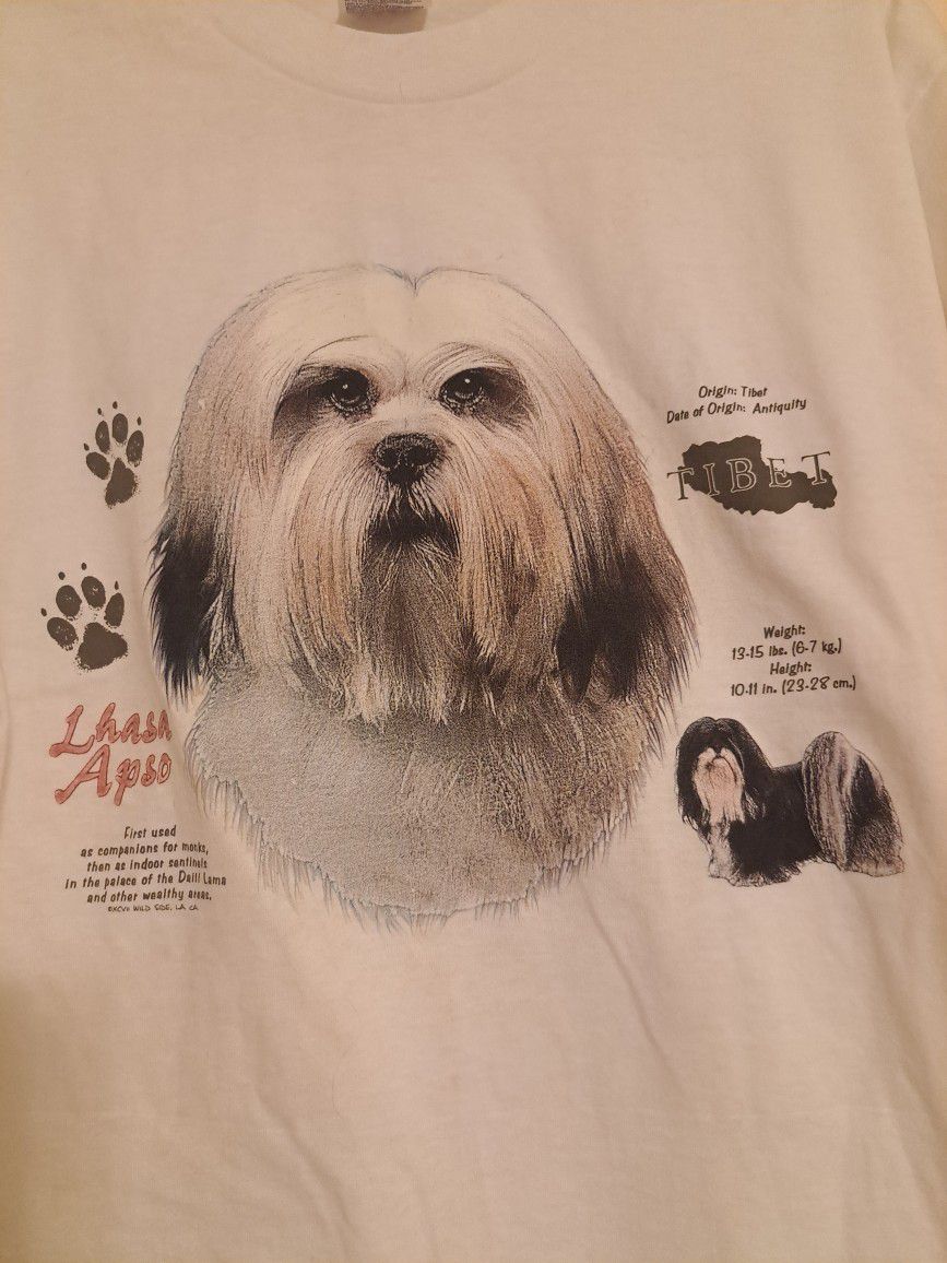 Lhasa Apso Heavy Weight Tee Sz L #LhasaPride