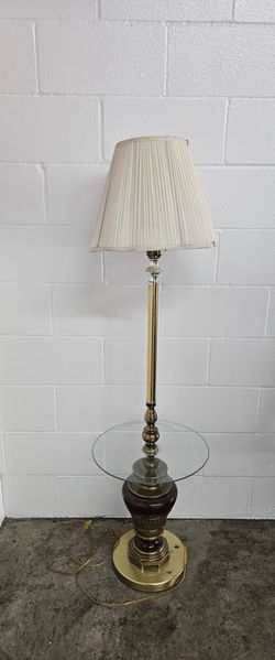 vintage mid-century modern brass and glass tray floor lamp