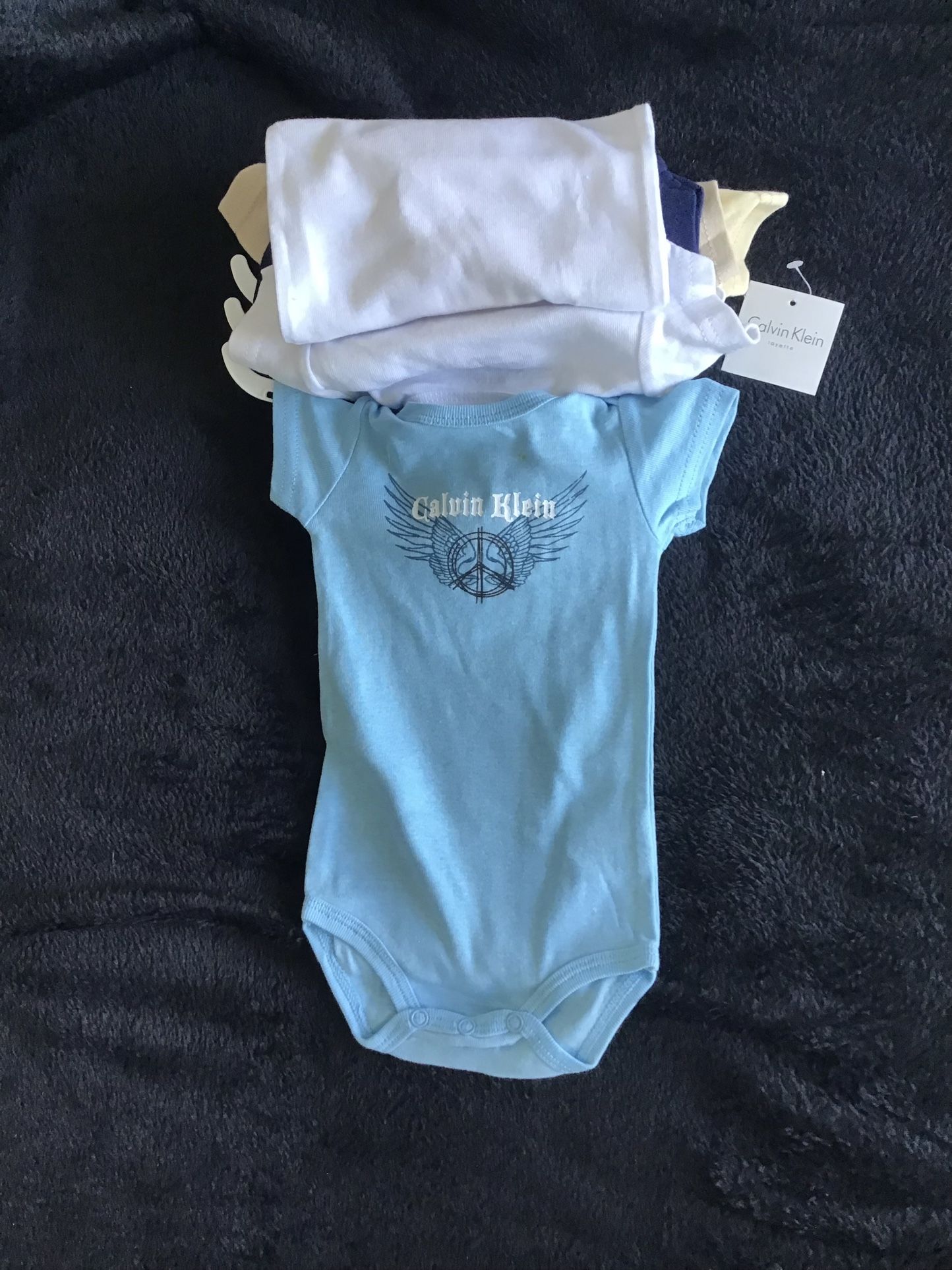 NWT Calvin Klein 5 pack cotton boy's bodysuits size 3-6M