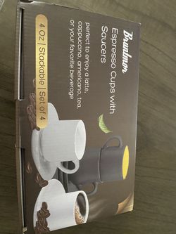 Bruntmor - White Espresso Cups with Saucers