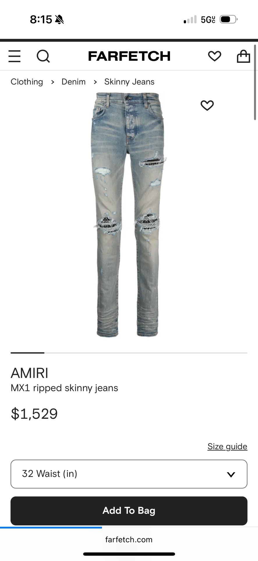 Amiri MX1 Bandana Jean 'Clay Indigo'