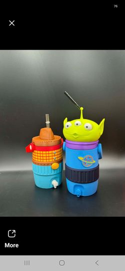 Toy Story koozies with can openers and toppers
